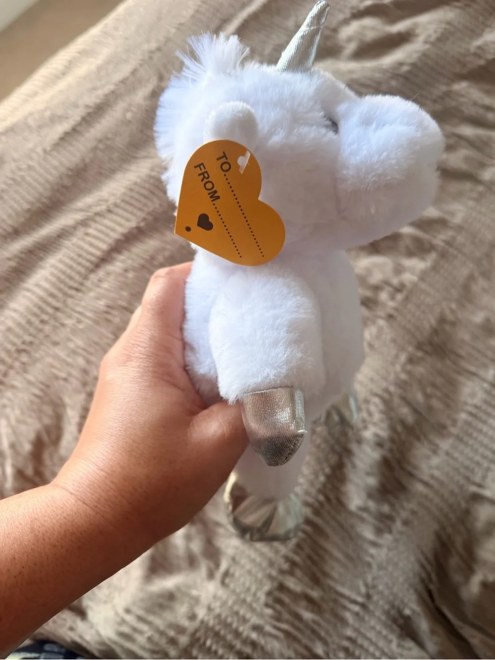 Plush White Unicorn Stuffed Animal with Silver Accents